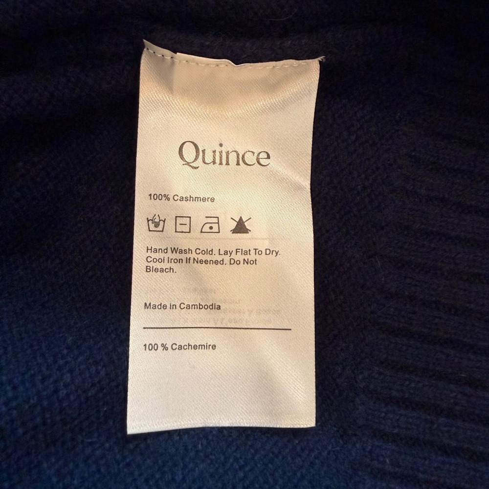 Quince Mongolian Cashmere Oversized Crewneck Sweater Navy Small NWOT - Picture 11 of 12